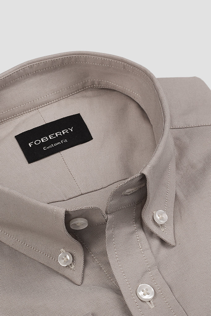 Crisp Beige Oxford Shirt