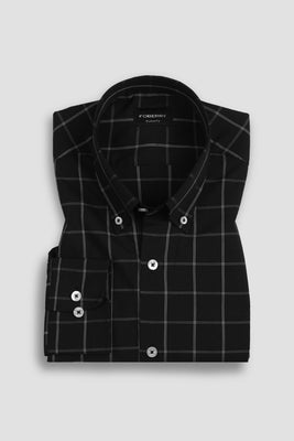 Soft Black And White Small Windowpane Shirt