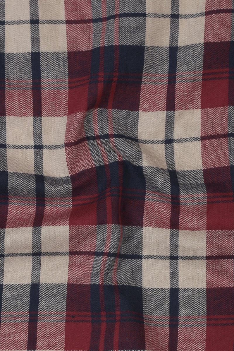 Beige Blue Tartan Winter Flannel Shirt
