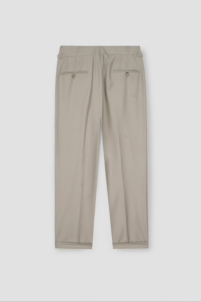 Lime Beige Tropical Wool Blended Dress Pant