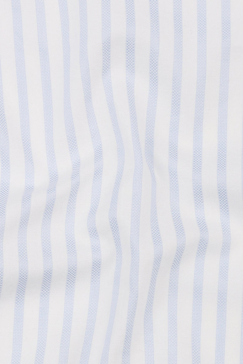 Sky Blue Structured Striped Shirt