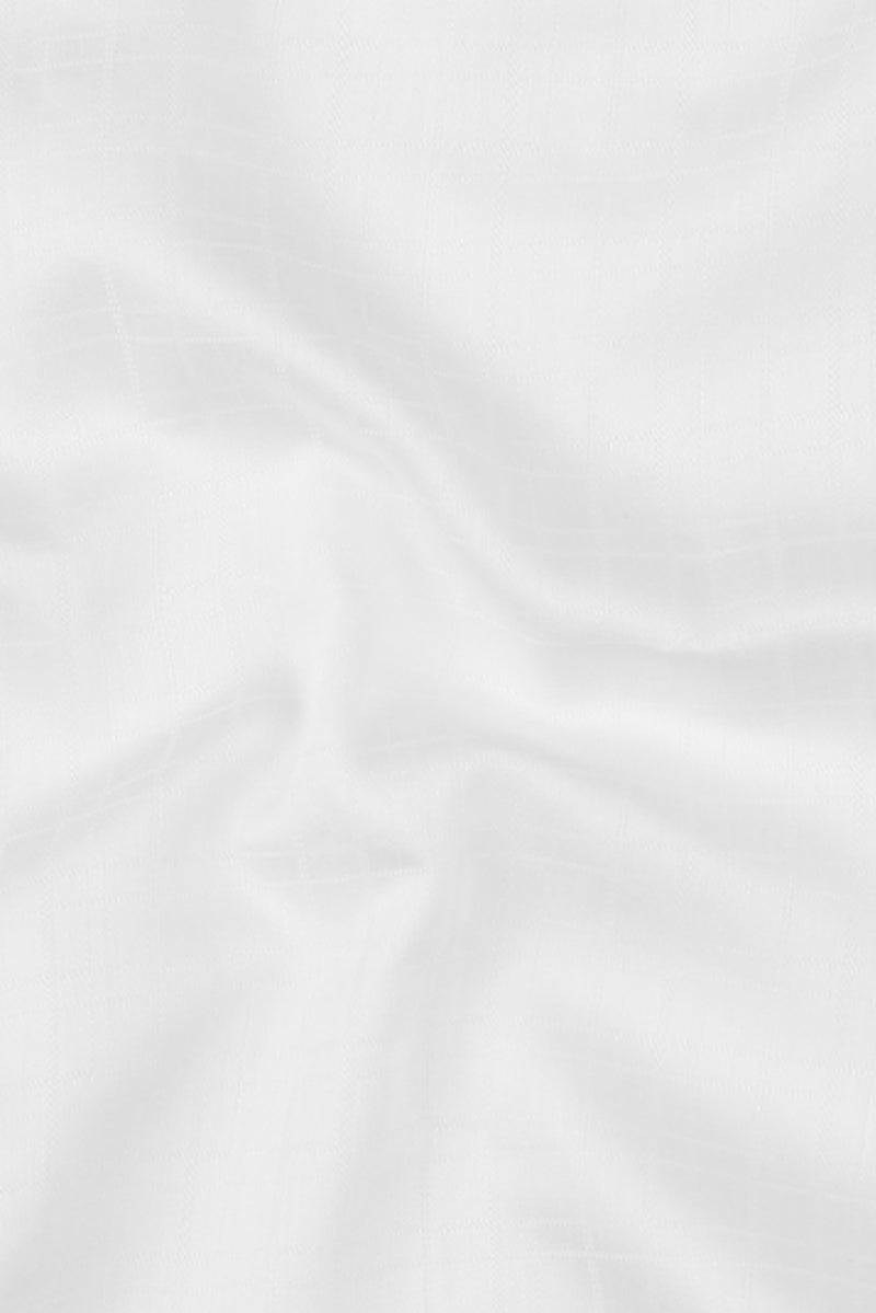 White Dobby Micro Windowpane Shirt