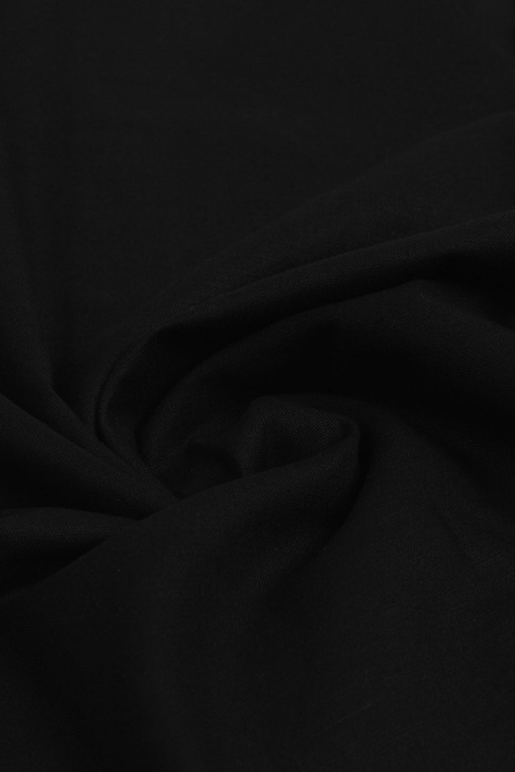 Black Linen Band Collar Shirt