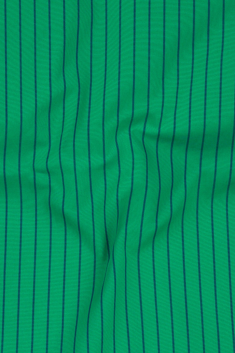 Blue Pinstripes On Green Shirt