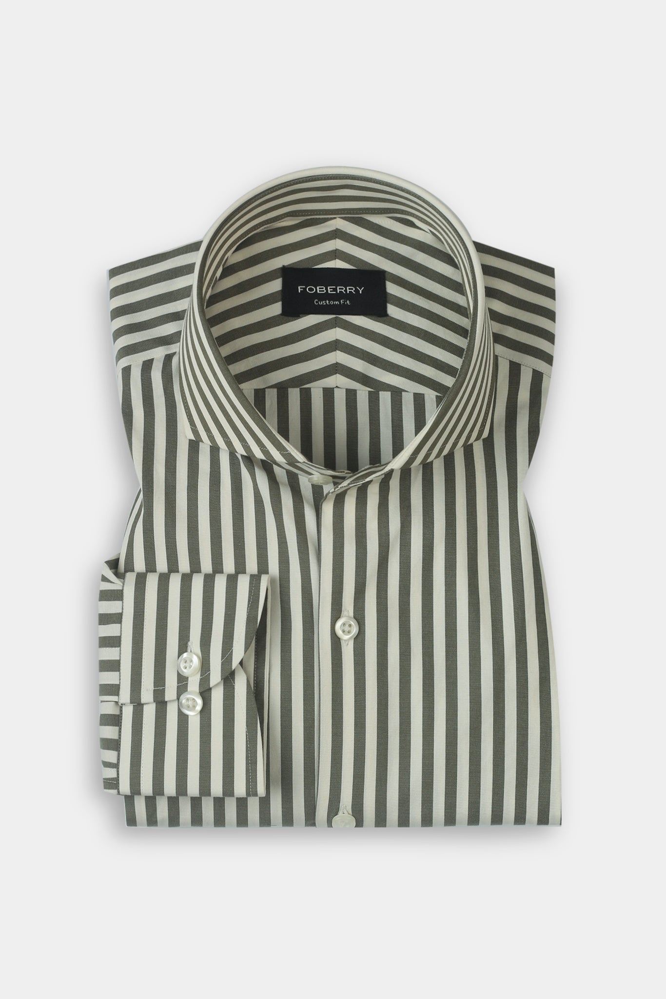 Olive Green Bengal Striped Shirt
