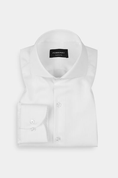 White Diagonal Weave Shirt