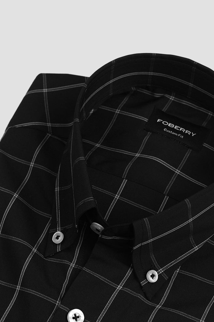 Soft Black And White Small Windowpane Shirt