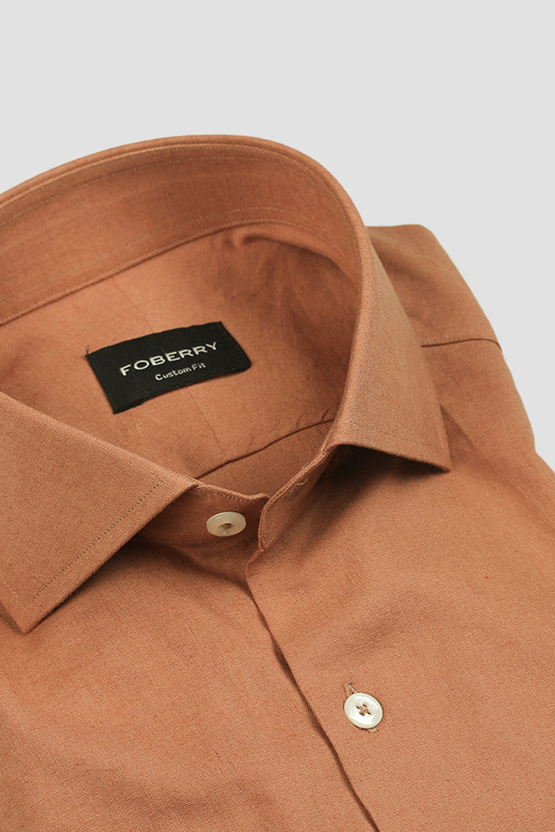 Woody Brown Italian Linen Shirt