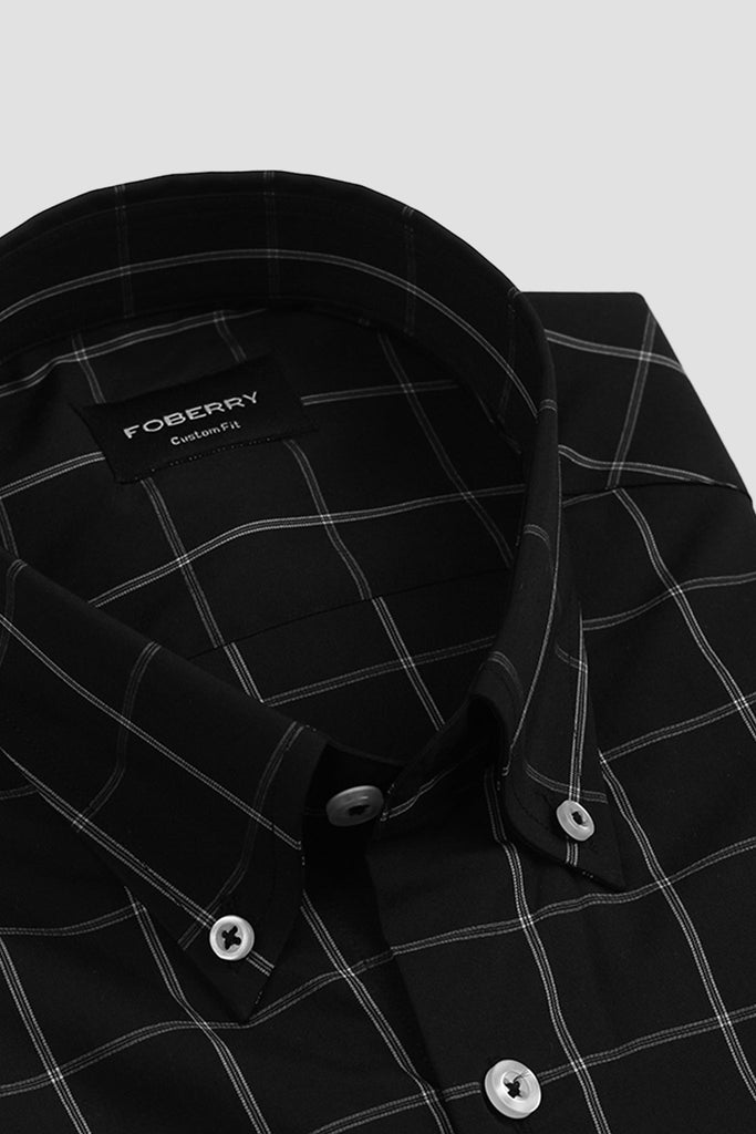 Soft Black And White Small Windowpane Shirt