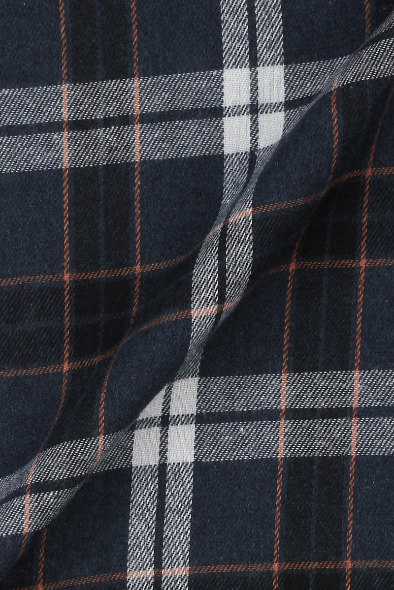 Orange Midnight Blue Tartan Winter Flannel Shirt