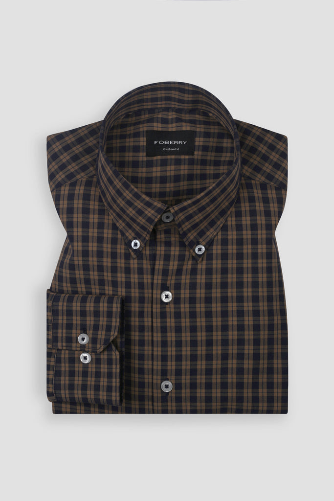 Mustard Blue Black Watch Check Shirt