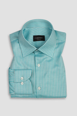 Aqua Blue Egyptian Twill Striped Shirt