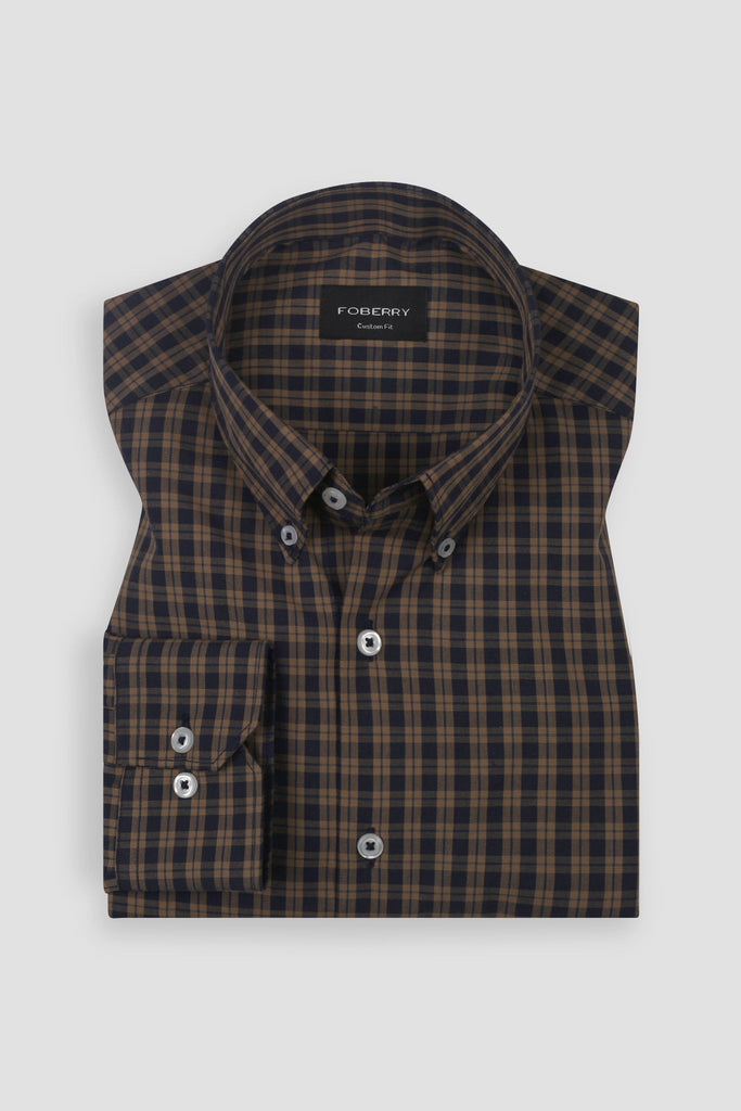 Mustard Blue Black Watch Check Shirt