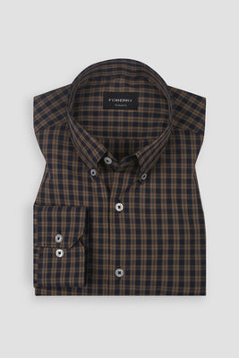 Mustard Blue Black Watch Check Shirt