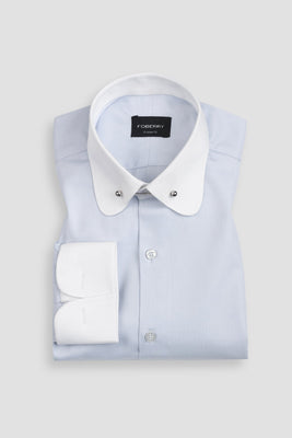 Sky Blue Egyptian Herringbone Pin Collar Shirt