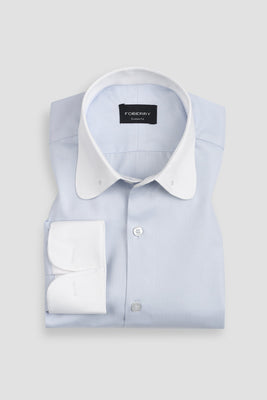 Sky Blue Egyptian Herringbone Pin Collar Shirt