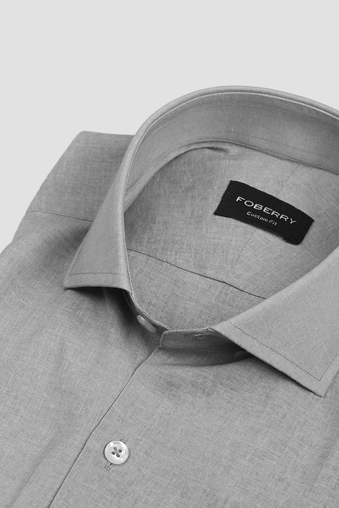 Slate Grey Featherweight Italian Linen Shirt