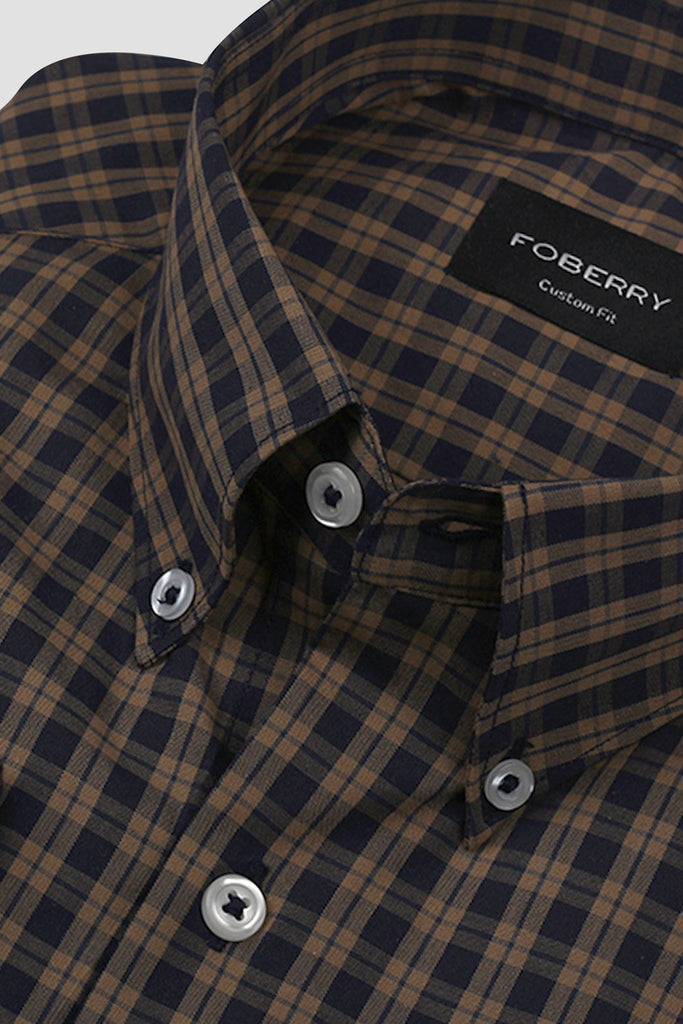 Mustard Blue Black Watch Check Shirt