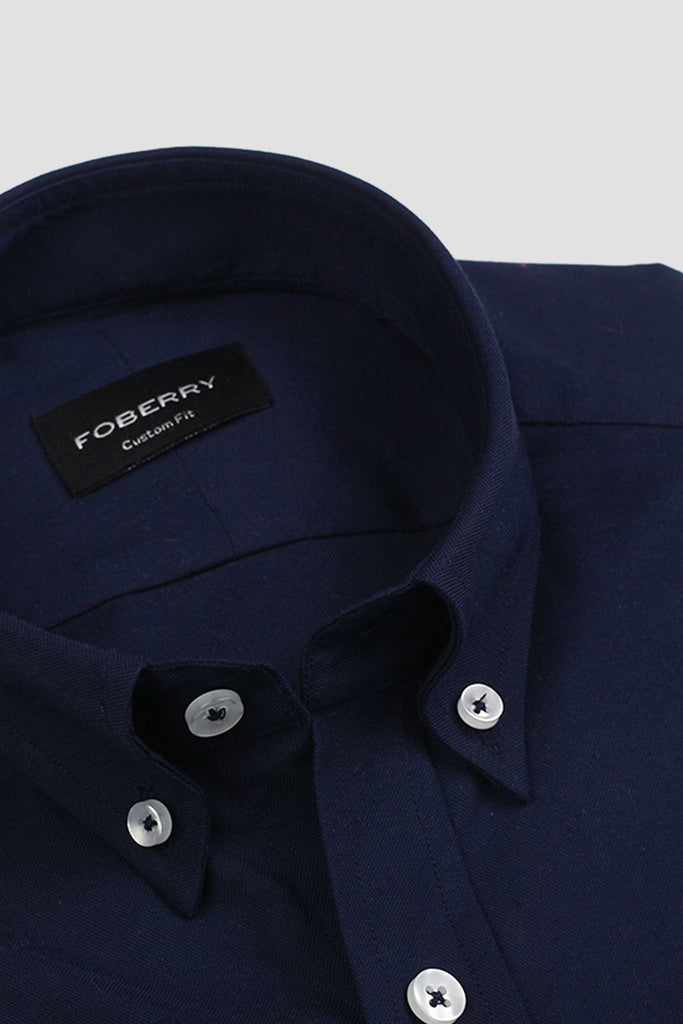 Crisp Navy Blue Oxford Shirt