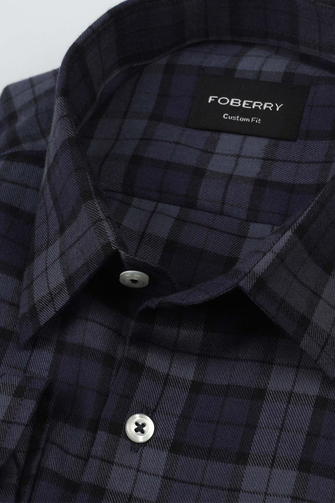 Muave Blue Tartan Winter Flannel Shirt