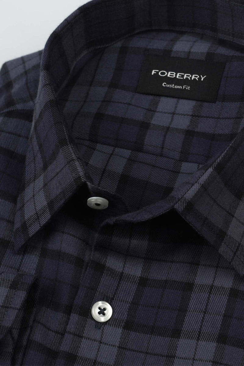 Muave Blue Tartan Winter Flannel Shirt