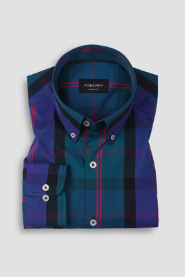 Purple & Blue Plaid Shirt