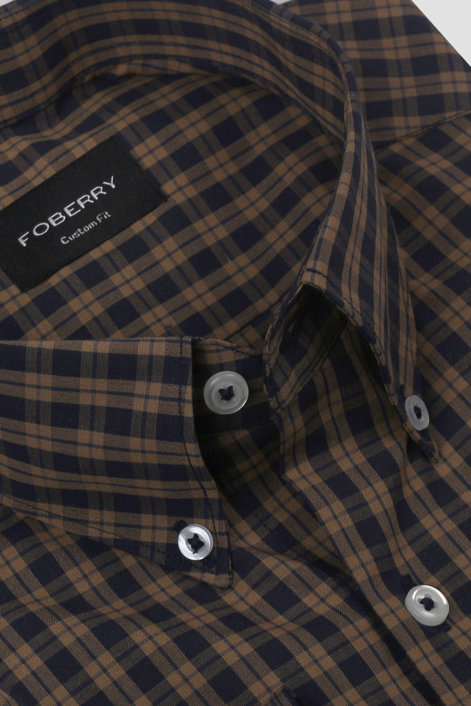 Mustard Blue Black Watch Check Shirt