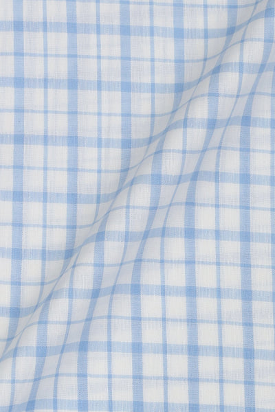 Sky Blue Tartan Linen