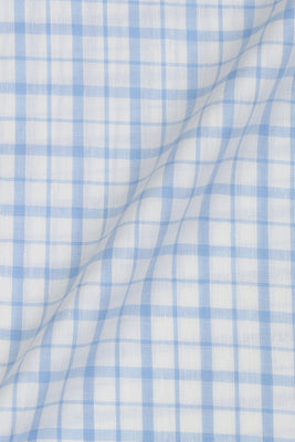 Sky Blue Tartan Linen