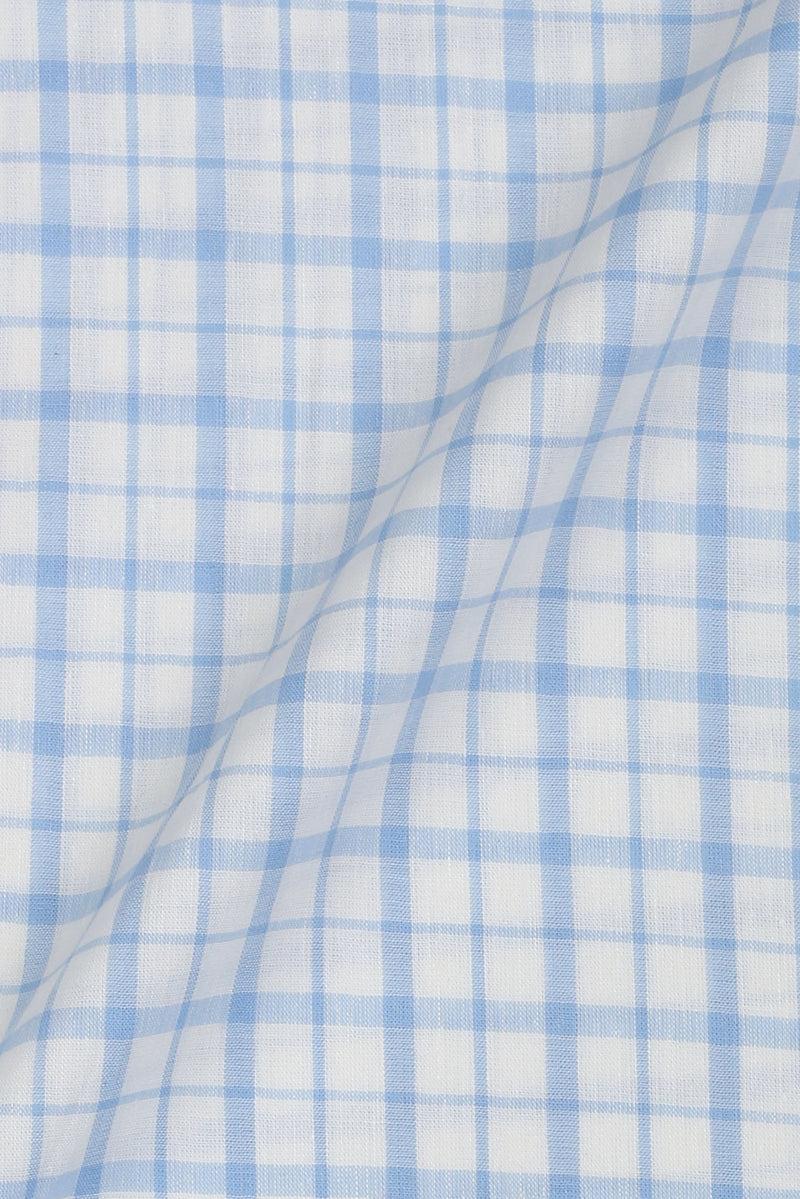 Sky Blue Tartan Linen