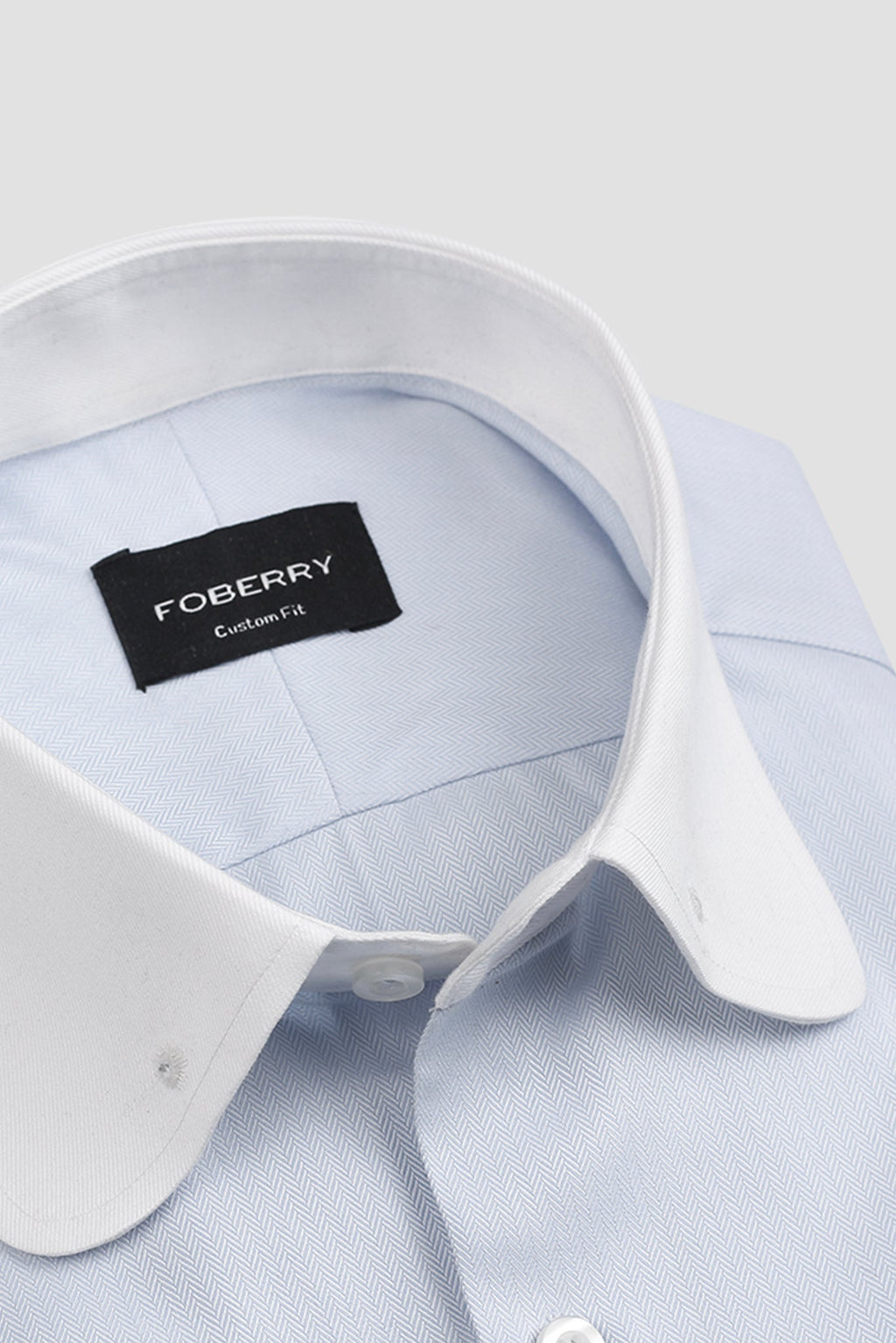 Sky Blue Egyptian Herringbone Pin Collar Shirt