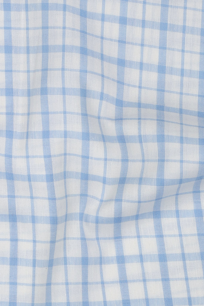 Sky Blue Tartan Linen