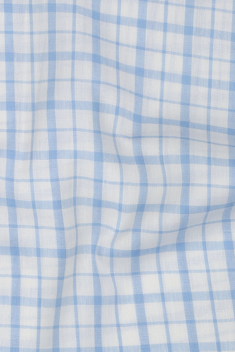 Sky Blue Tartan Linen Shirt