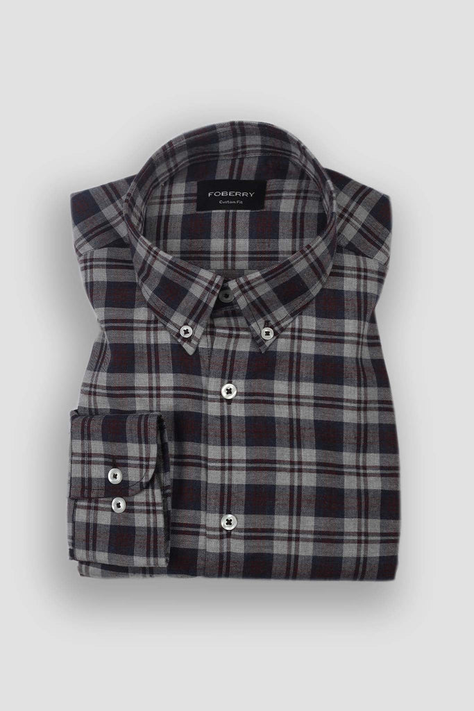 Soft Burnt Burgundy Tartan Winter Flannel Shirt