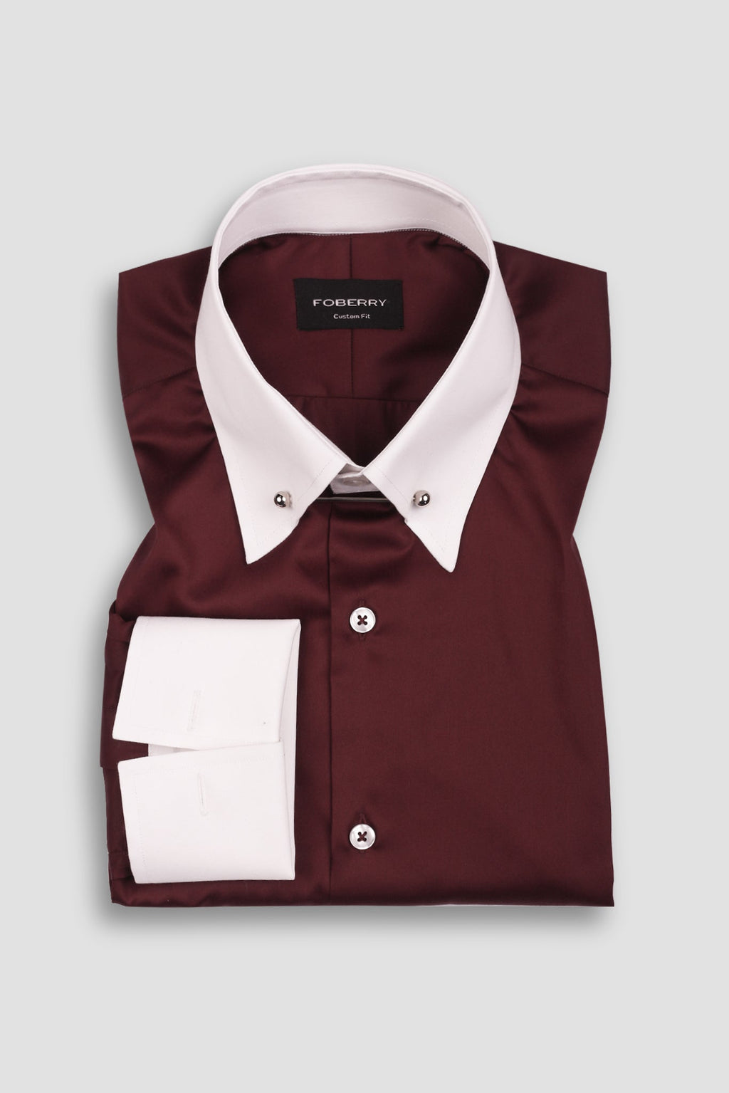 Soft Maroon Egyptian Poplin Pin Collar Shirt