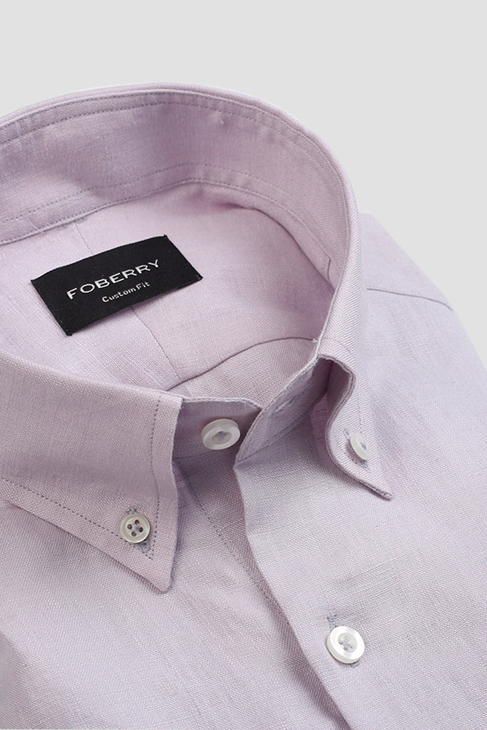 Pastel Lilac Grey Irish Linen Shirt