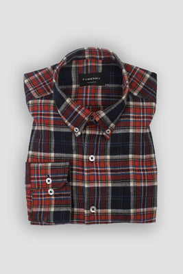 Blue Orange Madras Winter Flannel Shirt