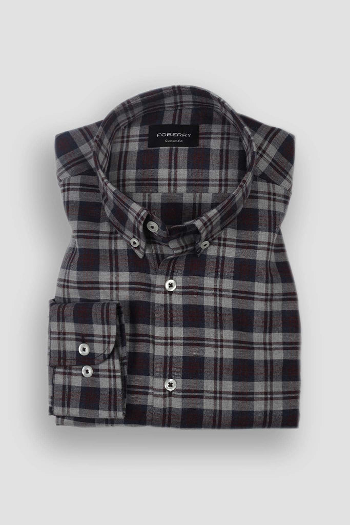 Soft Burnt Burgundy Tartan Winter Flannel Shirt