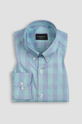 Soft Aqua Blue Multi Grid Shirt