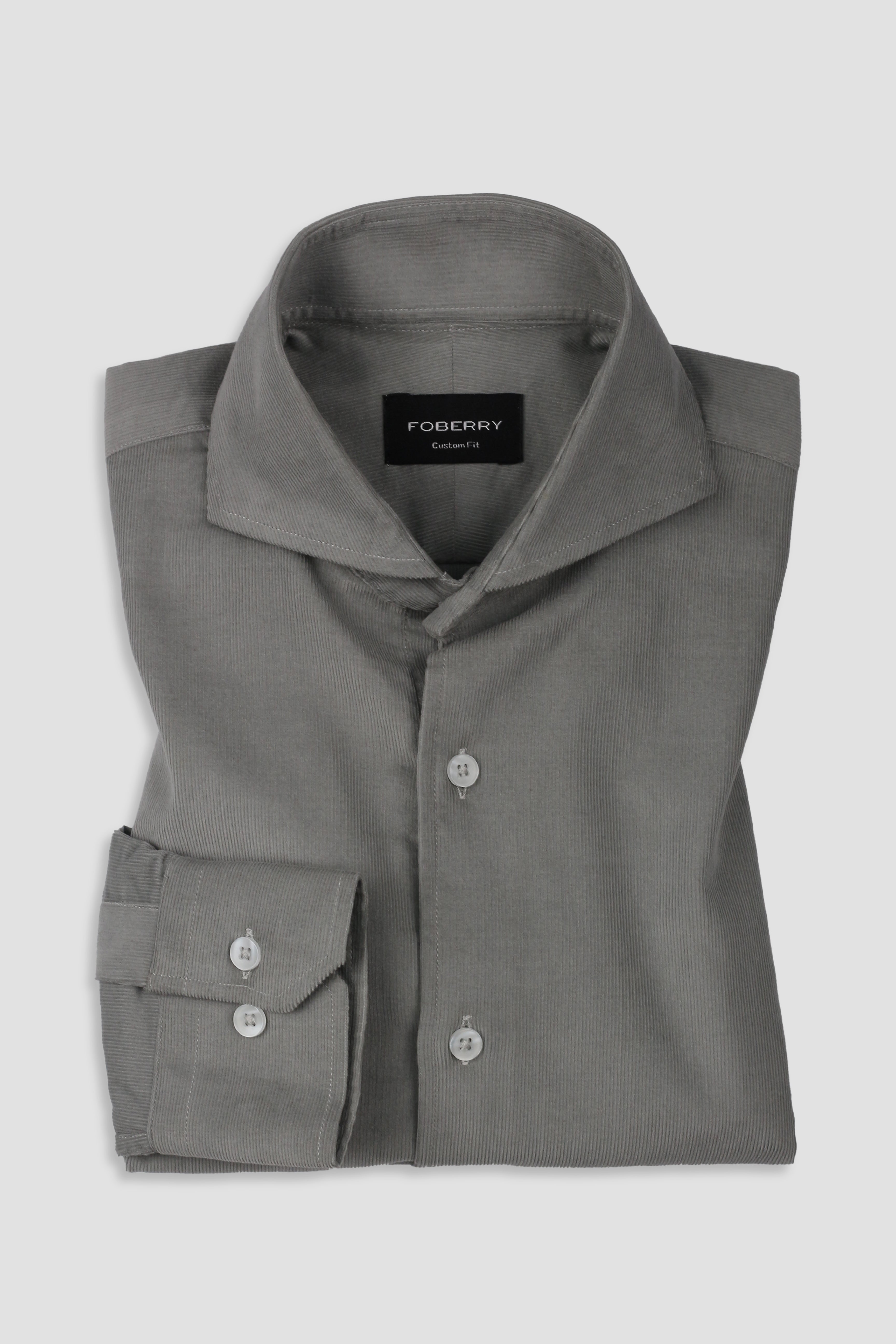 Greenish Grey Corduroy Shirt - Foberry USA