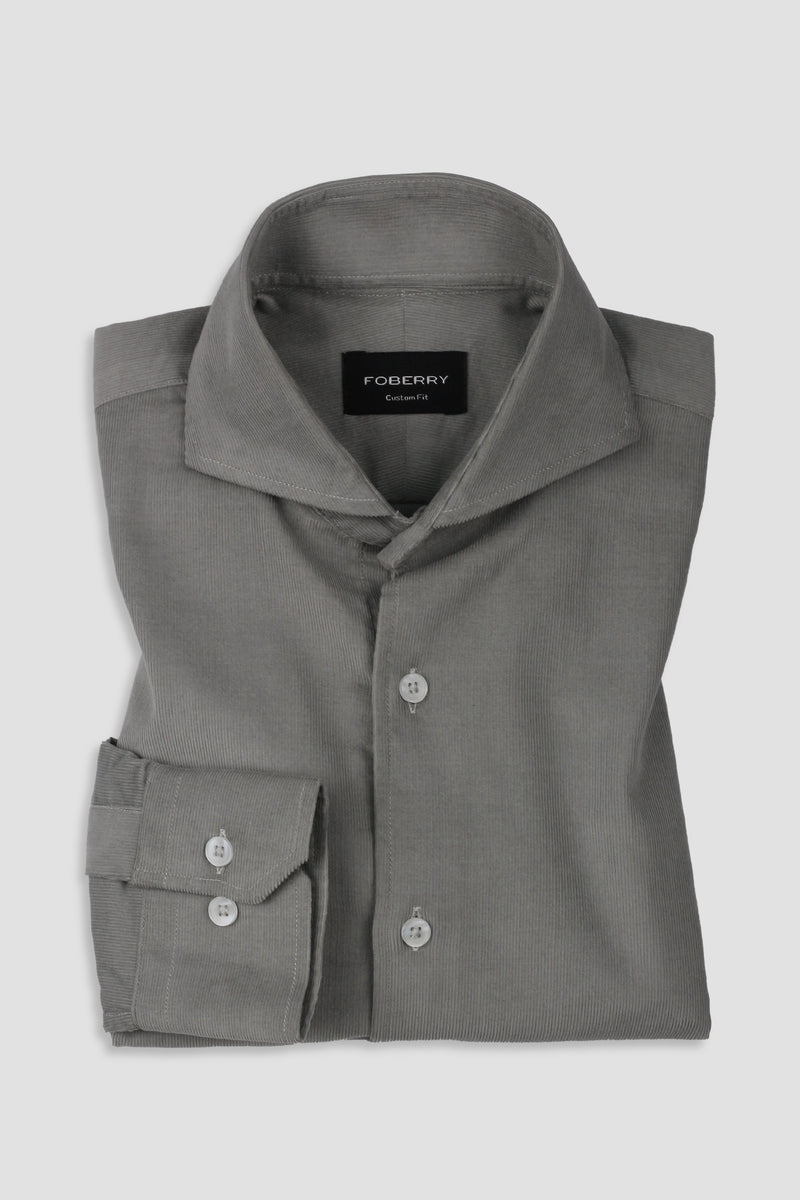 Greenish Grey Corduroy Shirt - Foberry USA