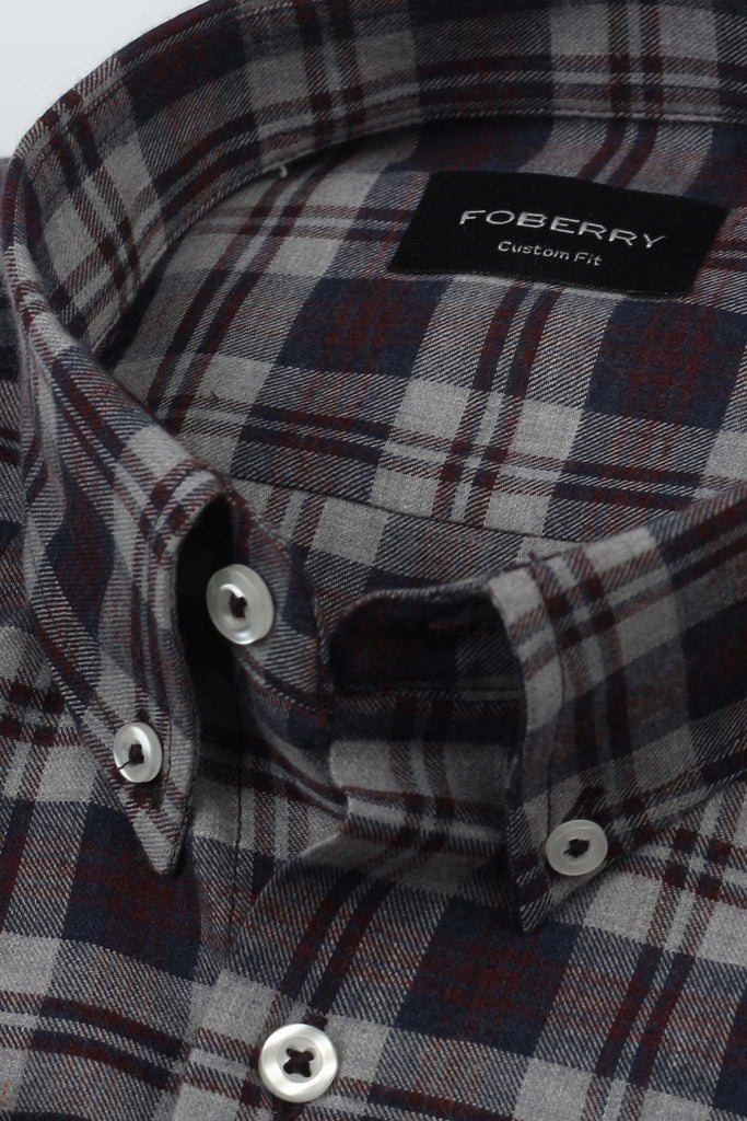 Soft Burnt Burgundy Tartan Winter Flannel Shirt