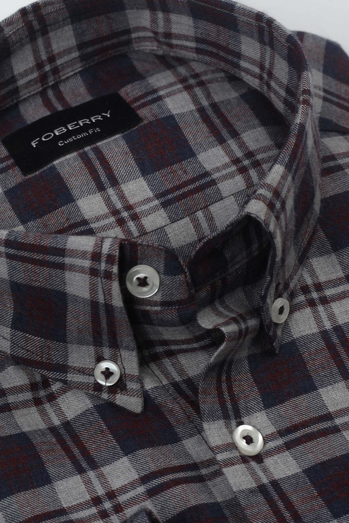 Soft Burnt Burgundy Tartan Winter Flannel Shirt