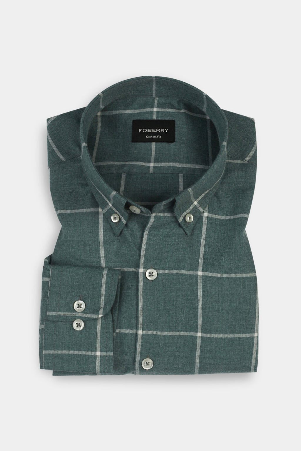 Soft Persian Green Brushed Windowpane Shirt