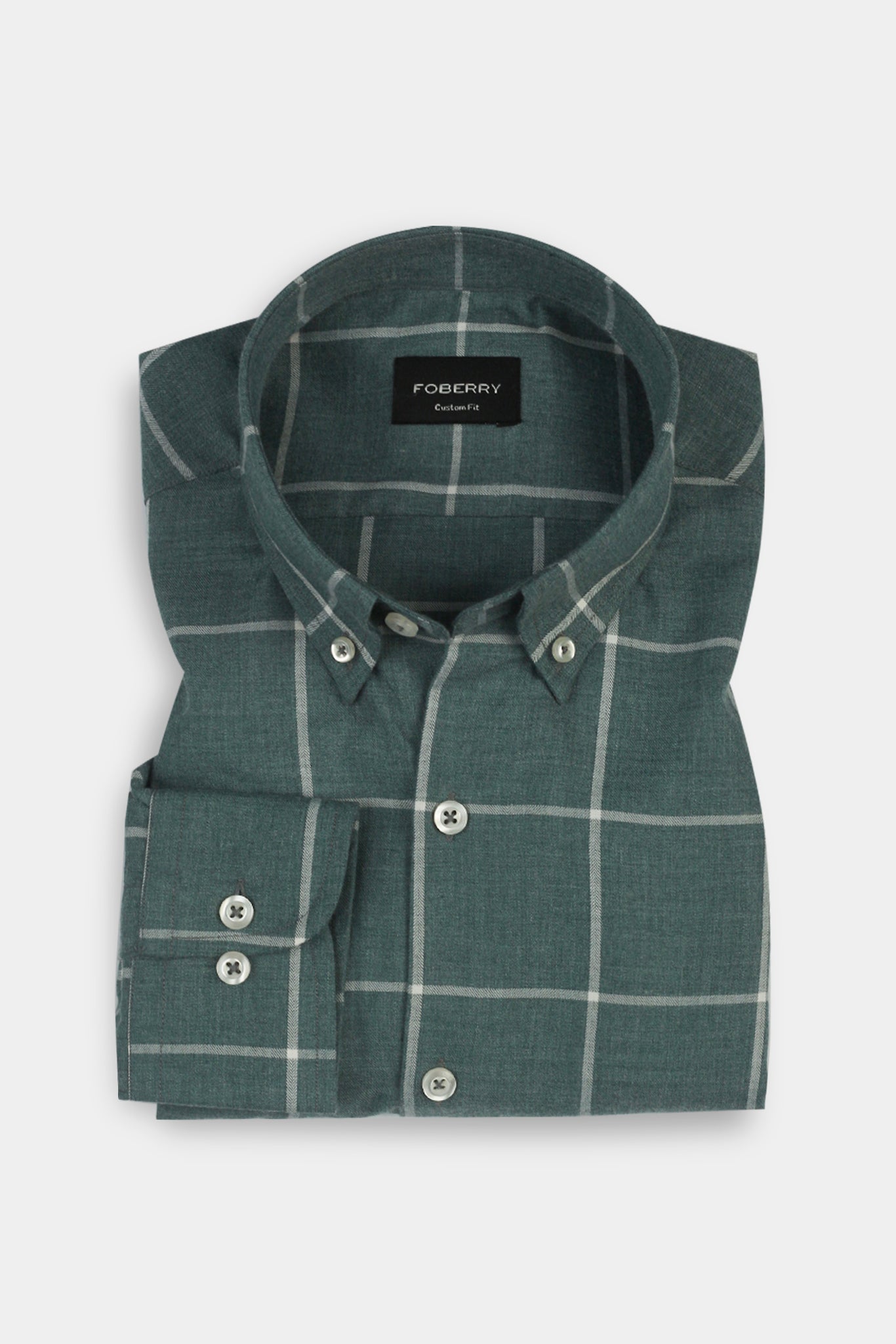 Soft Persian Green Brushed Windowpane Shirt