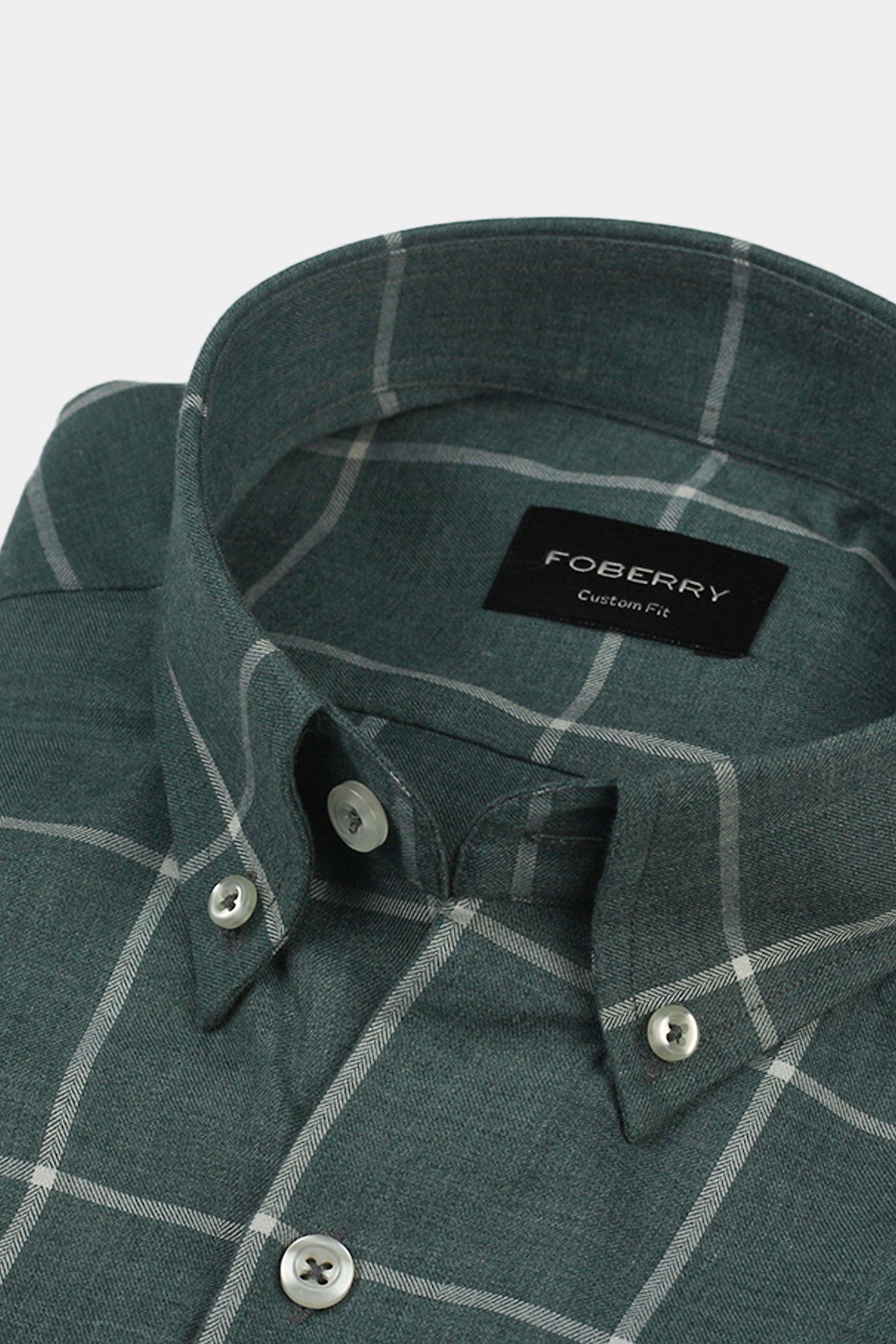 Soft Persian Green Brushed Windowpane Shirt