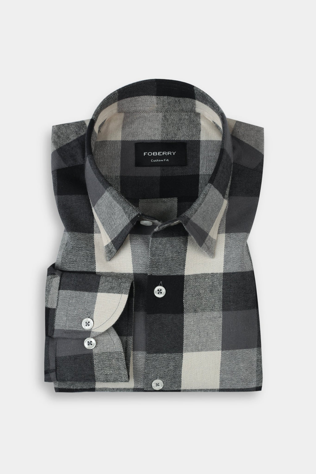 Soft Black & White Windowpane Winter Flannel Shirt