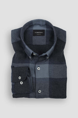 Spurce Blue Windowpane Winter Flannel Shirt