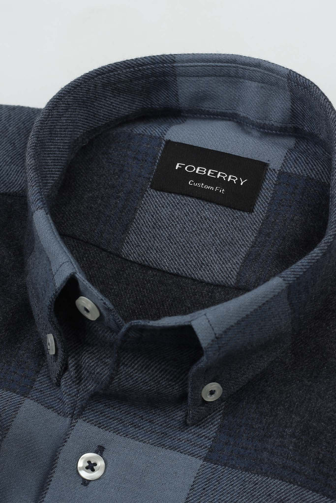 Spurce Blue Windowpane Winter Flannel Shirt