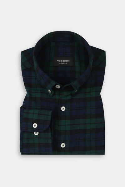 Soft Forrest Green Tartan Winter Flannel Shirt